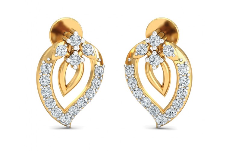 Heva Daily wear diamond earrings in 14k hallmarked gold